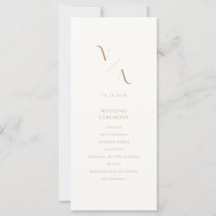 Elegant Modern Ivory and Tan Wedding Program