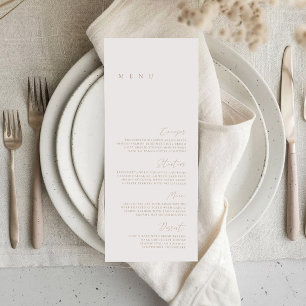 Elegant Modern Ivory & Beige Wedding Menu