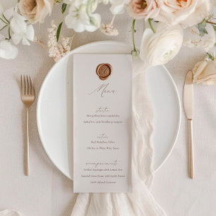 Elegant Modern Ivory Calligraphy Wedding Menu Invitation