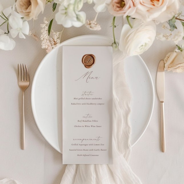 Elegant Modern Ivory Calligraphy Wedding Menu Invitation (Elegant Modern Ivory Calligraphy Wedding Menu)