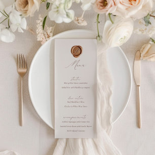 Elegant Modern Ivory Calligraphy Wedding Menu Invitation