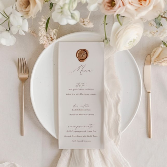 Elegant Modern Ivory Calligraphy Wedding Menu Invitation (Elegant Modern Ivory Calligraphy Wedding Menu)