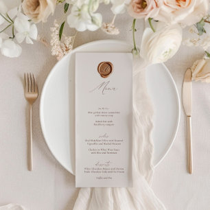 Elegant Modern Ivory Calligraphy Wedding Menu  Invitation