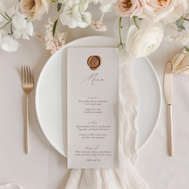 Elegant Modern Ivory Calligraphy Wedding Menu  Invitation (Elegant Modern Ivory Calligraphy Wedding Menu)