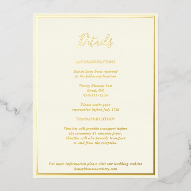 Elegant Modern Ivory Details Gold Foil Card (Front)