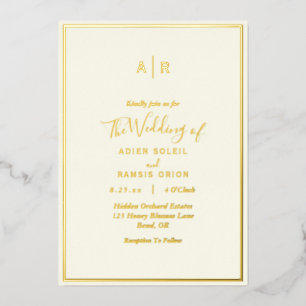 Elegant Modern Ivory Monogram Wedding Gold