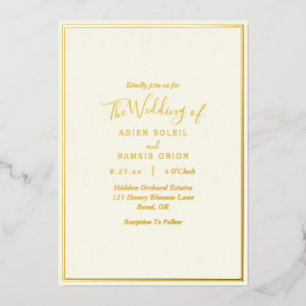 Elegant Modern Ivory Wedding Gold Foil Invitation