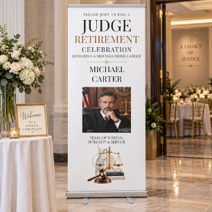 Elegant Modern Judge Retirement Photo Celebration Retractable Banner