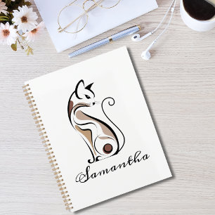 Elegant Modern Kitty Cat,Cat Mom, Abstract Custom Planner