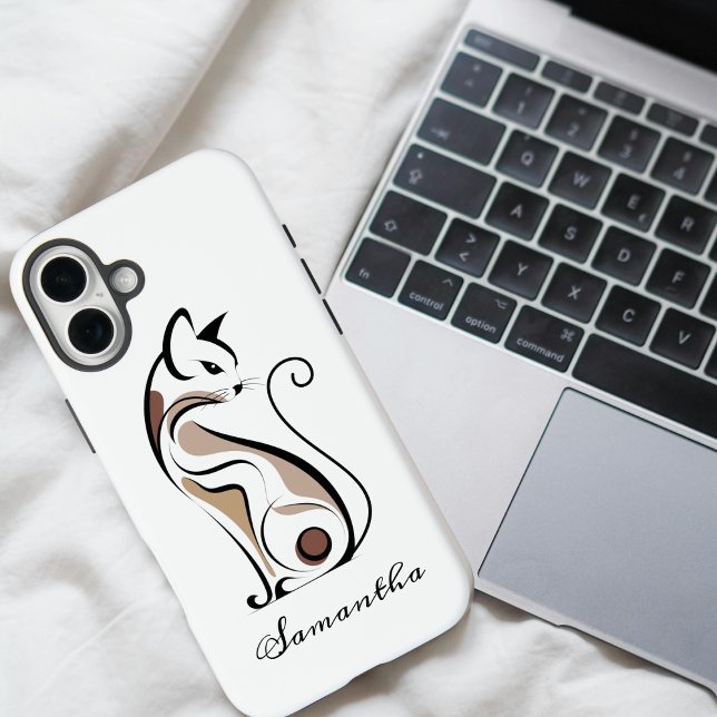 Elegant Modern Kitty, Cat Mum, Cute Personalised Case-Mate iPhone Case (Creator Uploaded)