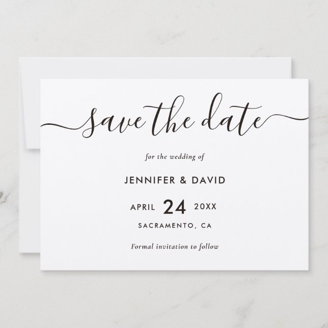 Elegant Modern Kraft Paper Wedding Save The Date (Front)