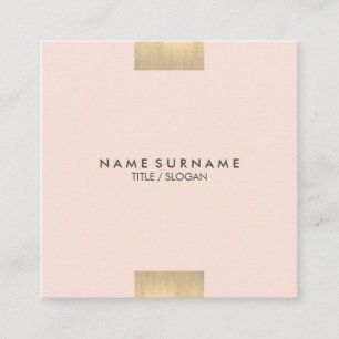 Elegant Modern Kraft Printed Gold Chic Pastel Pink Square Business Card
