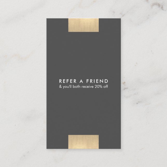 Elegant Modern KraftPrint Gold Chic Refer Vertical Business Card (Front)