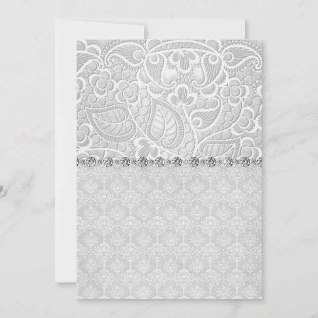 ELEGANT & MODERN LACE DIAMOND WEDDING INVITATION (Front)