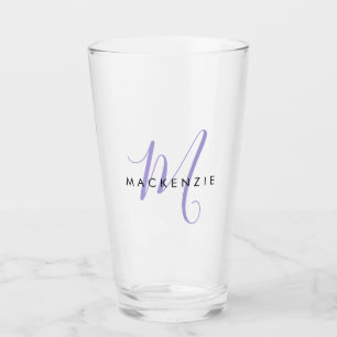 Elegant Modern Lavender Script Monogram Glass