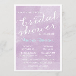 Elegant Modern Lavender Watercolor Bridal Shower Invitation