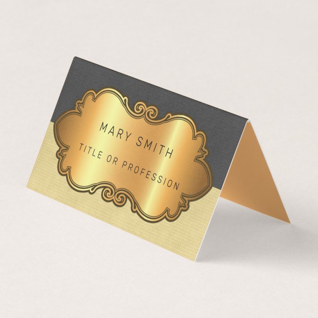 Elegant Modern Leather Gold Business Card (Front)