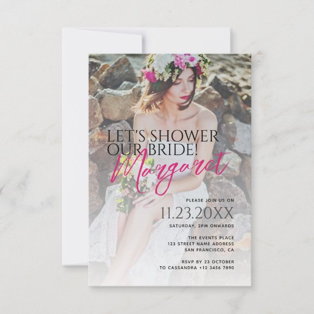 Elegant Modern Let's Shower Our Bride Photo Invitation (Front)
