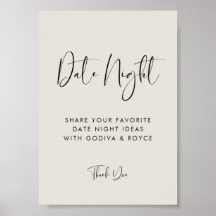 Elegant Modern Light Sage Date night ideas sign