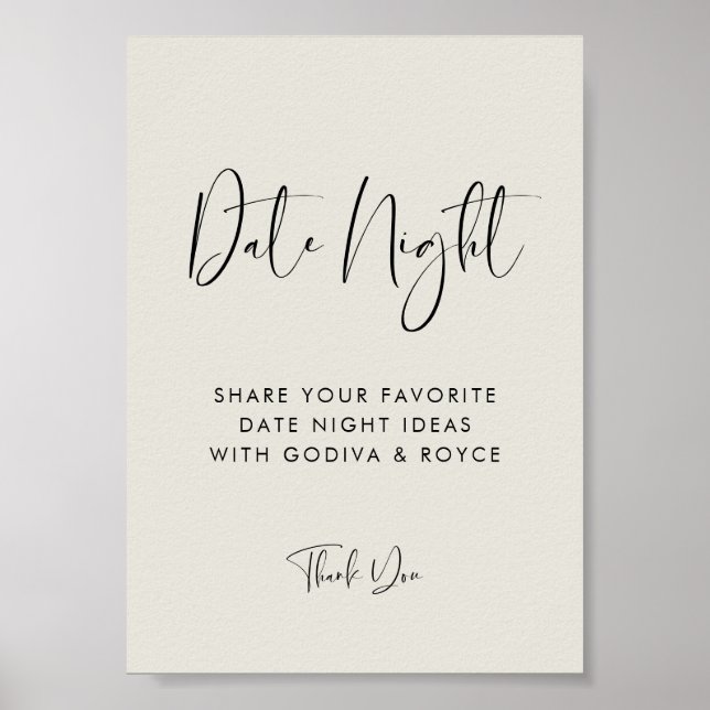 Elegant Modern Light Sage Date night ideas sign (Front)