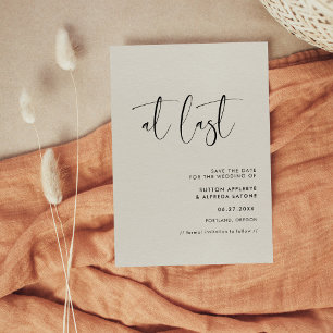 Elegant & modern Light sage green At last Save The Date