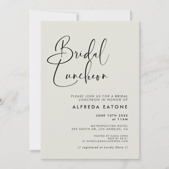 Elegant & modern Light sage green Bridal luncheon Invitation (Front)