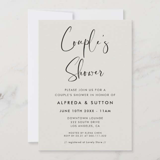 Elegant & Modern Light Sage Green Couple's Shower Invitation (Front)
