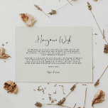 Elegant & modern Light sage green Honeymoon wish Enclosure Card<br><div class="desc">A modern typography and a trendy sage green colour for your wedding stationery: choose this simple and elegant wedding suite. Fully customisable: you can change the background as well as the text colour as you like.</div>