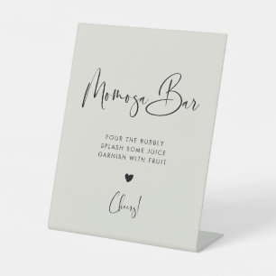 Elegant & Modern Light Sage Green Momosa bar Pedestal Sign