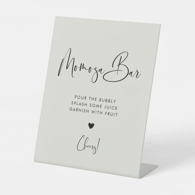 Elegant & Modern Light Sage Green Momosa bar Pedestal Sign (Front)