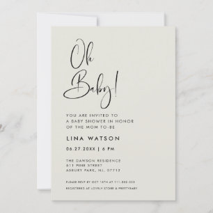 Elegant & Modern Light Sage Green Oh Baby Invitation