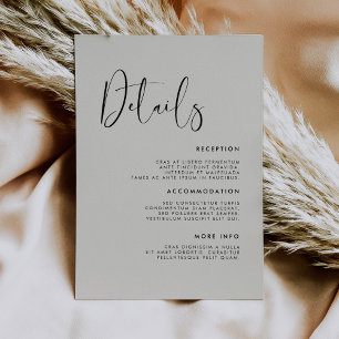 Elegant & modern Light sage green wedding details Enclosure Card