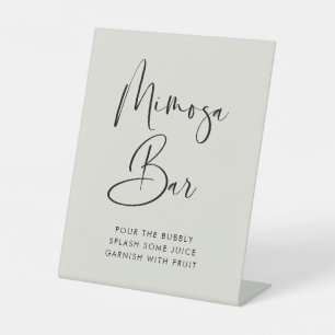 Elegant Modern Light Sage Green wedding Mimosa bar Pedestal Sign