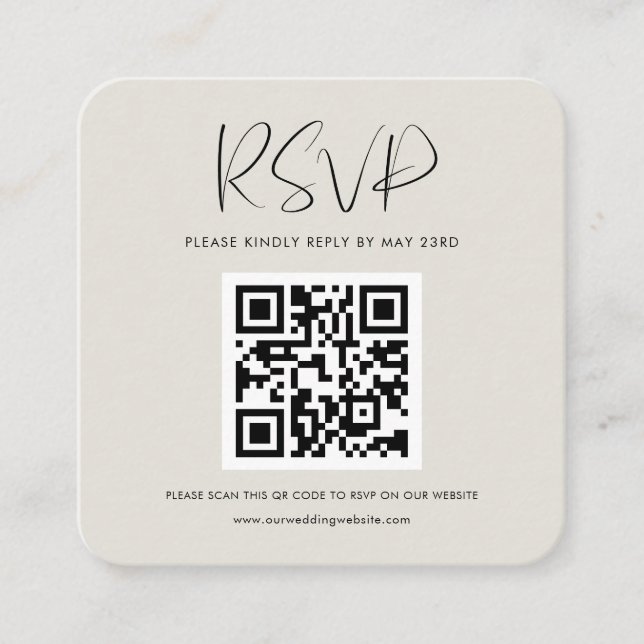 Elegant & modern Light sage QR code RSVP response Enclosure Card (Front)