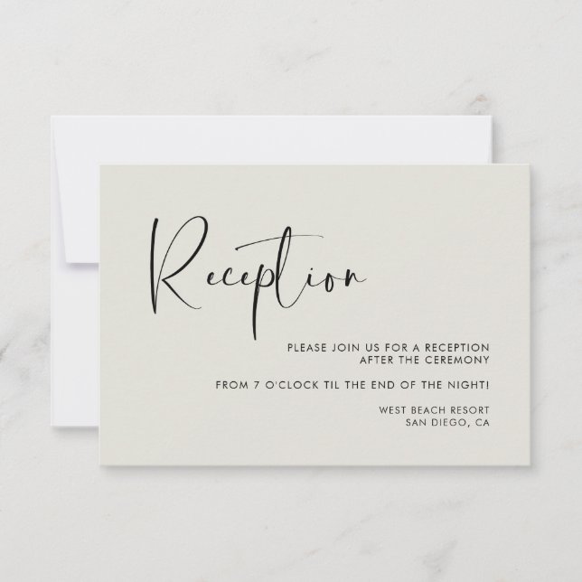 Elegant & modern light sage wedding reception invitation (Front)