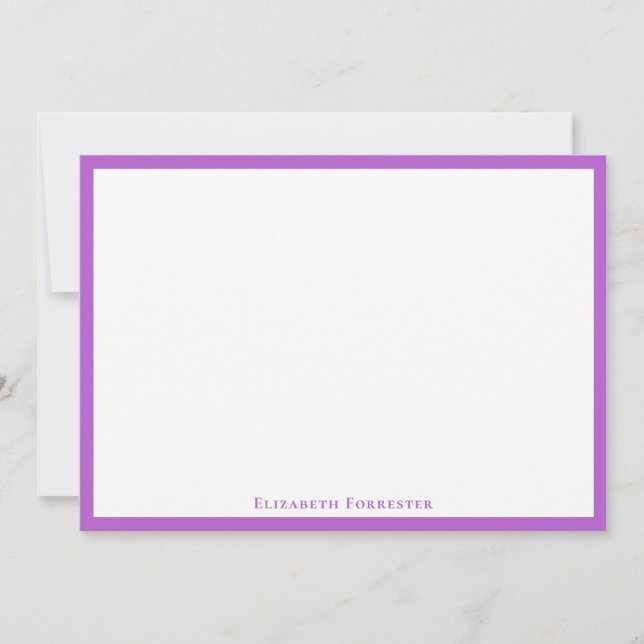 Elegant Modern Lilac Border Flat Note Card (Front)