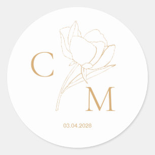 Elegant modern linear  classic round sticker
