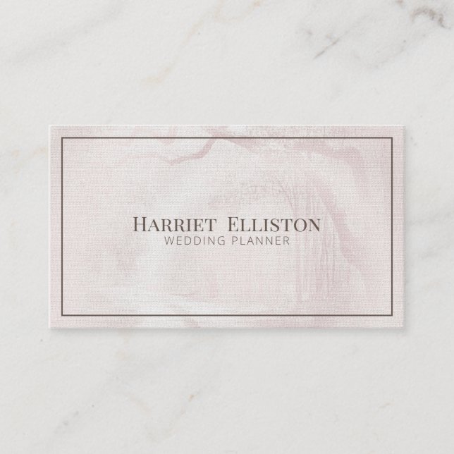Elegant Modern Linen Fabric Olive Wedding Planner Business Card (Front)