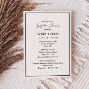 Elegant Modern Lingerie Shower Invitation