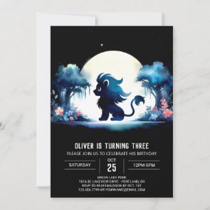 Elegant Modern Lion Birthday Invitation