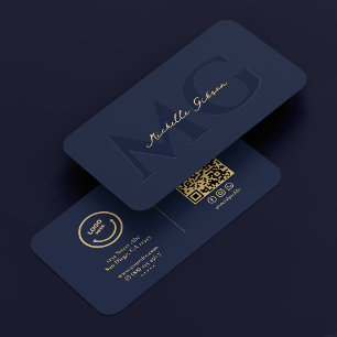 Elegant Modern Logo Dark Navy Professional Business Card