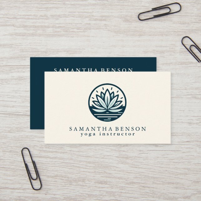 Elegant Modern Lotus Flower  Business Card (Front/Back In Situ)