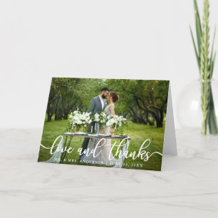 Elegant Modern Love and Thanks   Wedding Fold Thank You Card
