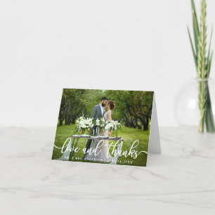 Elegant Modern Love and Thanks Wedding Note Thank You Card