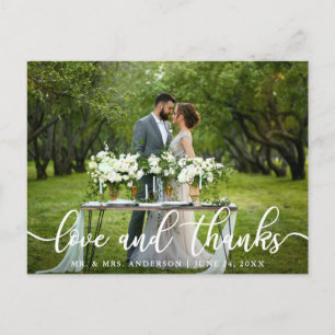 Elegant Modern Love and Thanks   Wedding Photo Postcard
