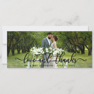 Elegant Modern Love and Thanks   Wedding Thank You Invitation