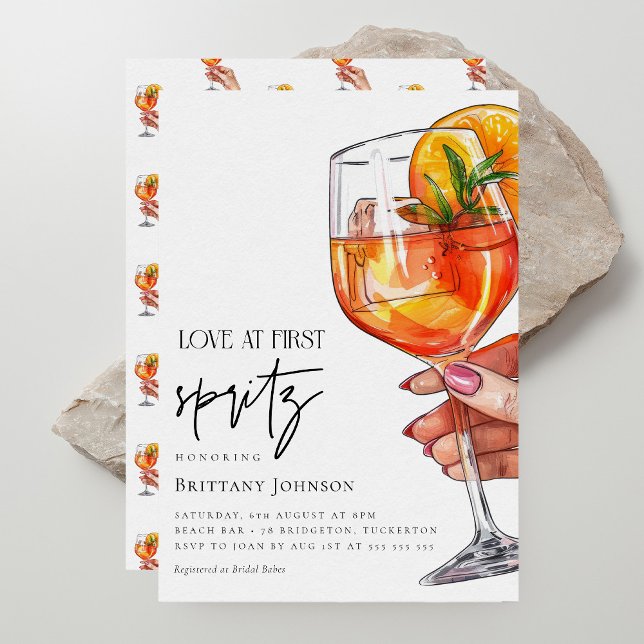 Elegant Modern Love at First Spritz Bridal Shower Invitation (Creator Uploaded)