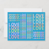 Elegant Modern "LOVE" Colours on Rich Blue Postcar