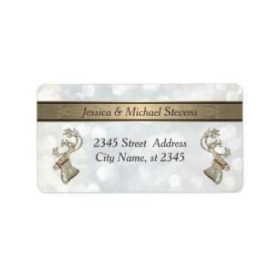 Elegant modern luminous bokeh holiday reindeer label