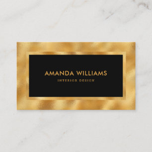 Elegant Modern Luxury Black and Faux Gold Foil Business Card